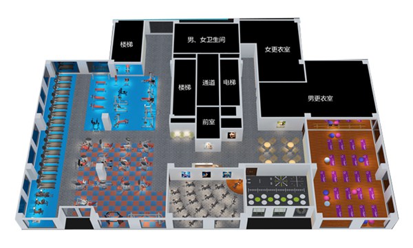 1500平方健身房配置方案-广西星空xk体育健身器材有限公司